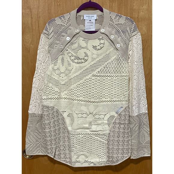 SS23 Marine Serre Beige Crochet Regenerated Sweater Size M
